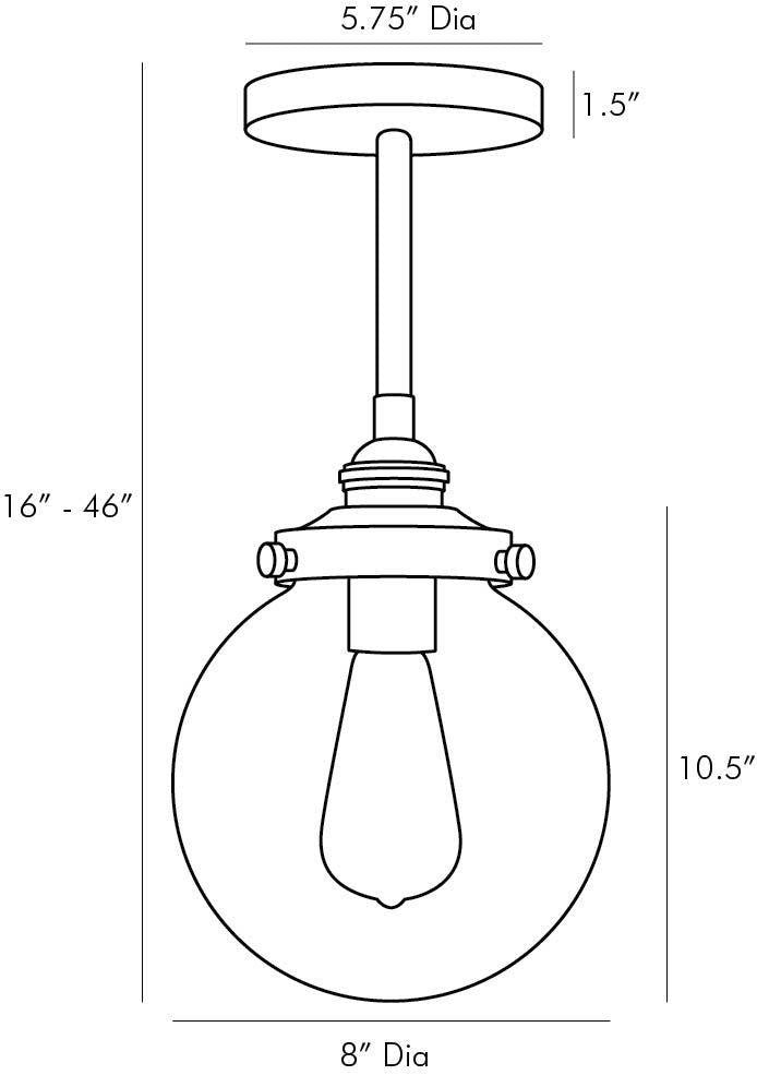 Arteriors Home Reeves Outdoor Pendant, 1-Light, Aged Iron, Clear Glass, 8"W (49210 3FR51)