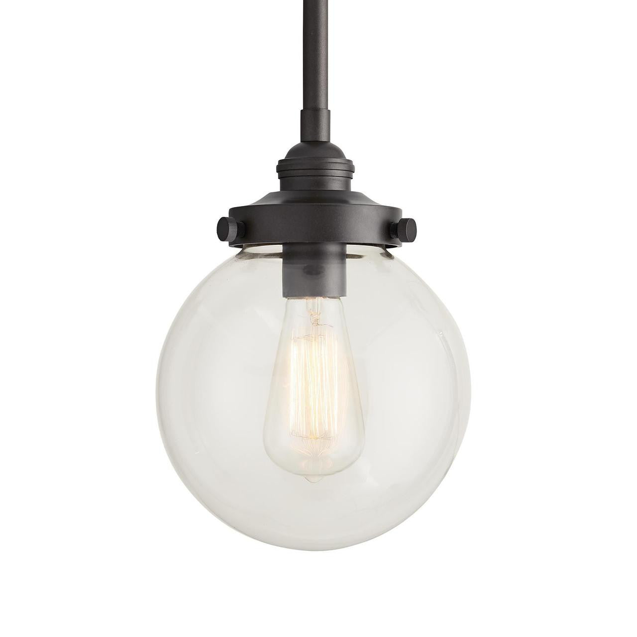 Arteriors Home Reeves Outdoor Pendant, 1-Light, Aged Iron, Clear Glass, 8"W (49210 3FR51)