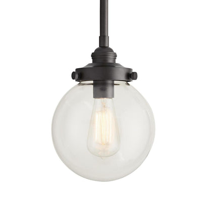 Arteriors Home Reeves Outdoor Pendant, 1-Light, Aged Iron, Clear Glass, 8"W (49210 3FR51)