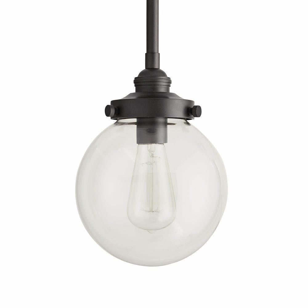 Arteriors Home Reeves Outdoor Pendant, 1-Light, Aged Iron, Clear Glass, 8"W (49210 3FR51)