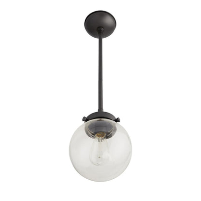 Arteriors Home Reeves Outdoor Pendant, 1-Light, Aged Iron, Clear Glass, 8"W (49210 3FR51)