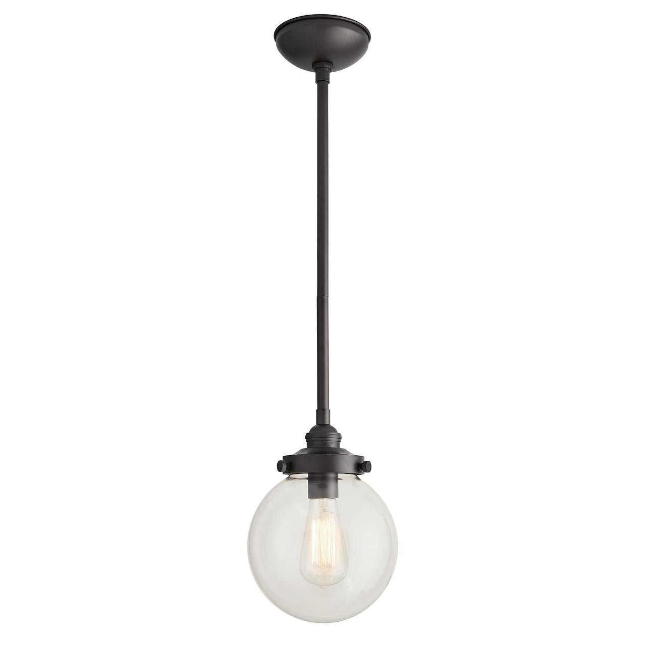 Arteriors Home Reeves Outdoor Pendant, 1-Light, Aged Iron, Clear Glass, 8"W (49210 3FR51)