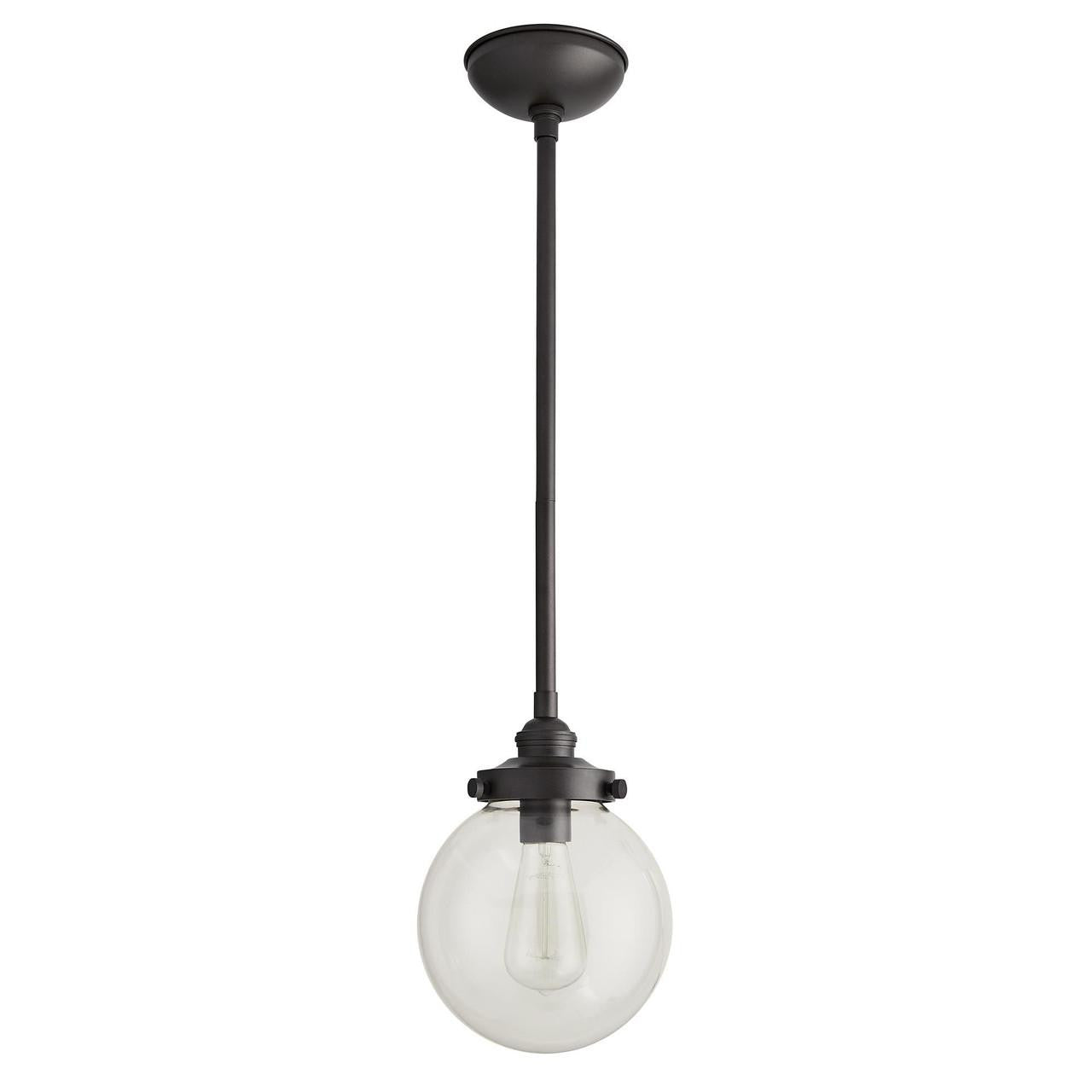 Arteriors Home Reeves Outdoor Pendant, 1-Light, Aged Iron, Clear Glass, 8"W (49210 3FR51)