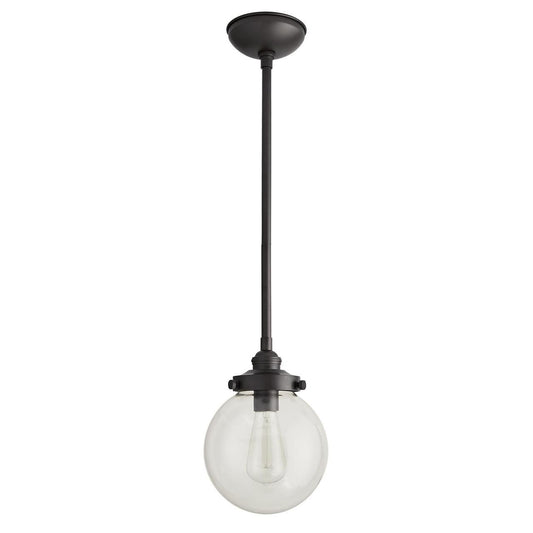 Arteriors Home Reeves Outdoor Pendant, 1-Light, Aged Iron, Clear Glass, 8"W (49210 3FR51)