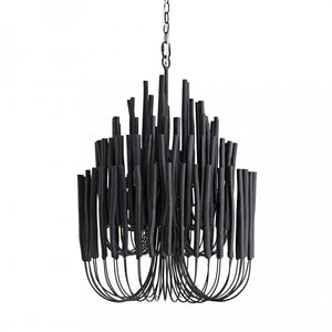 Arteriors Home Tilda Chandelier, 5-Light, Black Wood, Black Iron, 21"W (89483 3MPL5)