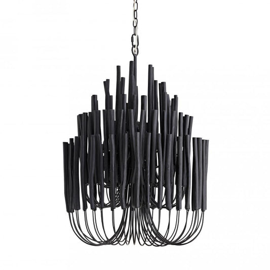 Arteriors Home Tilda Chandelier, 5-Light, Black Wood, Black Iron, 21"W (89483 3MPL5)