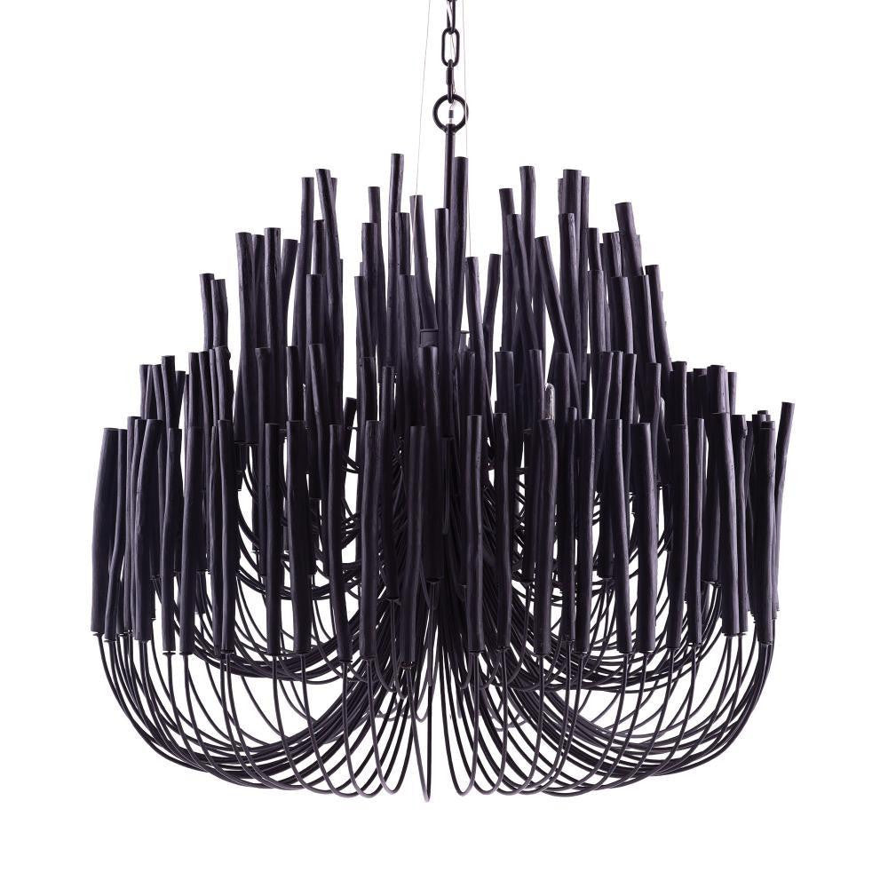 Arteriors Home Tilda Large Chandelier,  6-Light, Black Wood, Black Iron, 36"W (89495 3MVGU)