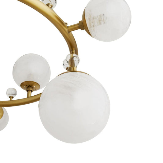 Arteriors Home Troon Chandelier, 12-Light, Antique Brass, Opal Swirl Glass, 36"W (89447 3MPKV)
