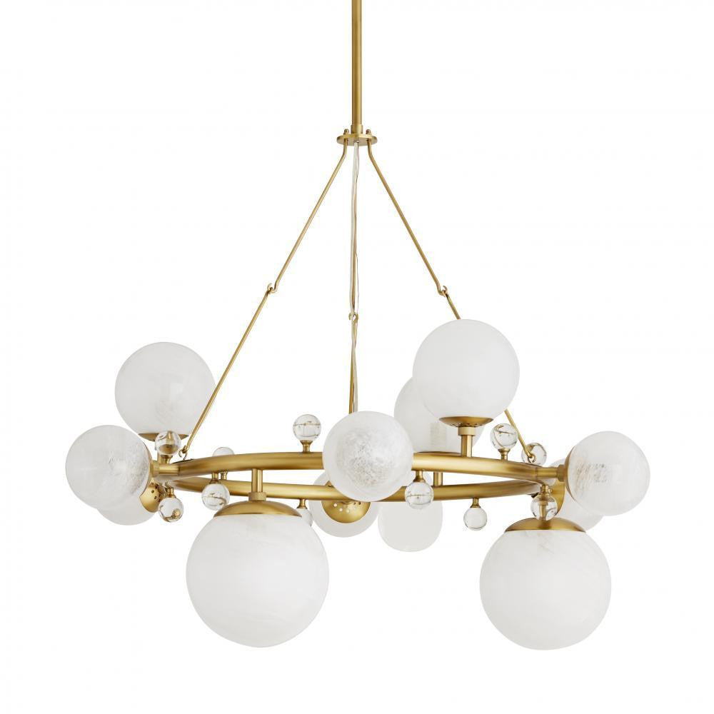 Arteriors Home Troon Chandelier, 12-Light, Antique Brass, Opal Swirl Glass, 36"W (89447 3MPKV)