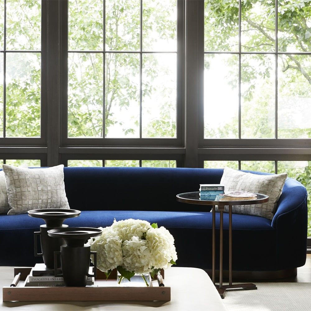 Arteriors Home Turner Sofa Indigo Velvet lifestyle
