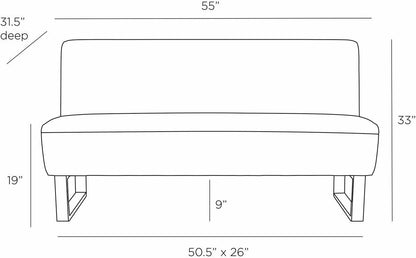 Arteriors Home Valeswood Settee Platinum Tweed Dark Walnut
