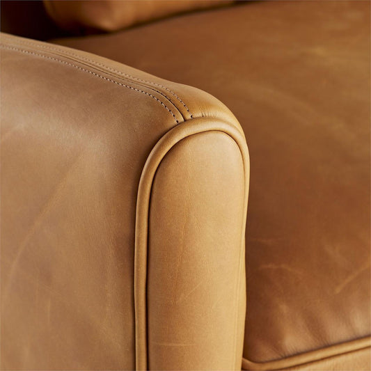Arteriors Home Vincent Sofa, Butterscotch Leather, Dark Walnut, 80.5"W (8154 3MTJ3)