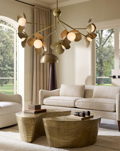 Arteriors Home Vincent Sofa Textured Ivory Dark Walnut