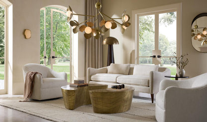 Arteriors Home Vincent Sofa Textured Ivory Dark Walnut