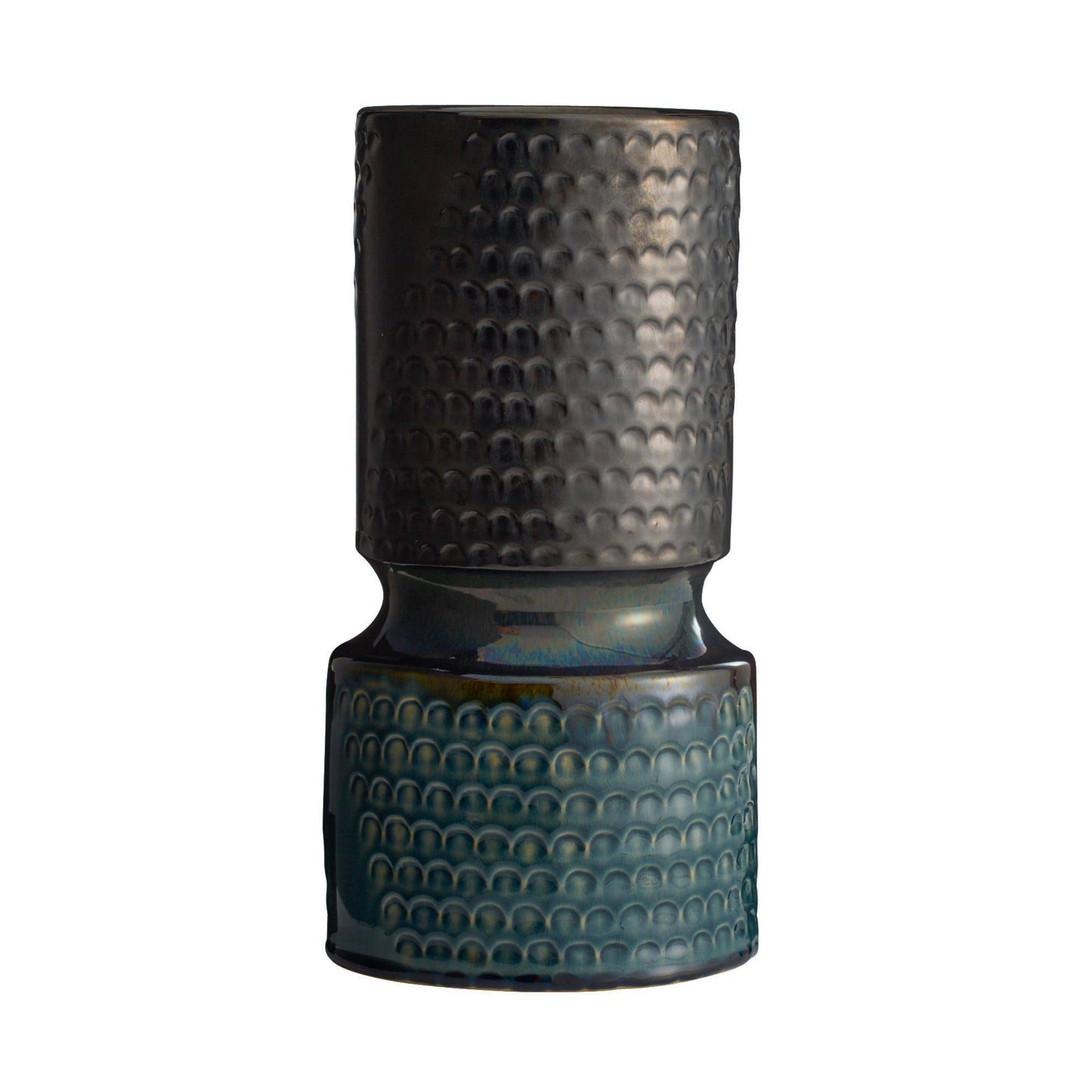 Arteriors Home Cliff Vases, Set of 2 Gunmetal and Teal Reactive