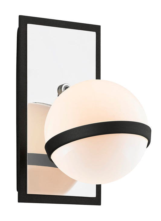 Troy Ace Wall Sconce Carb Black, Polished Nickel Accents