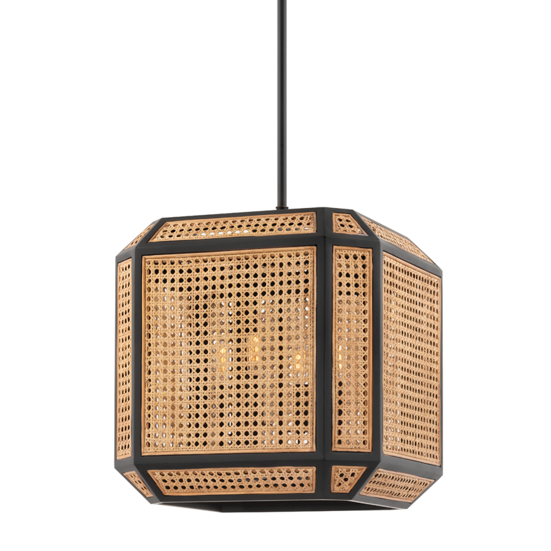 Hudson Valley Georgia Pendant Old Bronze, Rattan