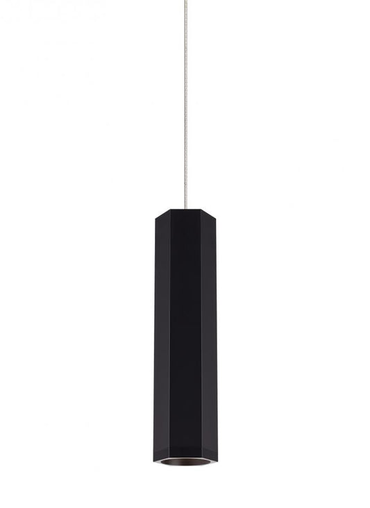 Visual Comfort Modern Blok Small Pendant Matte Black, Satin Nickel