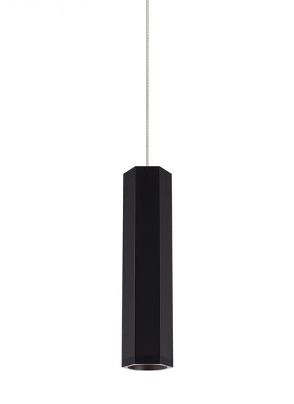 Visual Comfort Modern Blok Pendant Matte Black, Satin Nickel