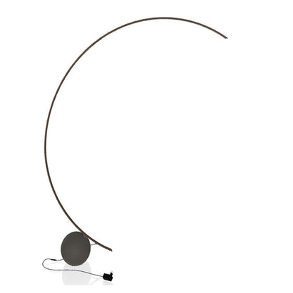 Bontempi Casa Circle Floor Lamp, 1-Light, Integrated LED, Dark Brass, Anthracite Concrete, 81.89"H (56.33 M028 PC003 8021V9X) Dark Brass, Anthracite