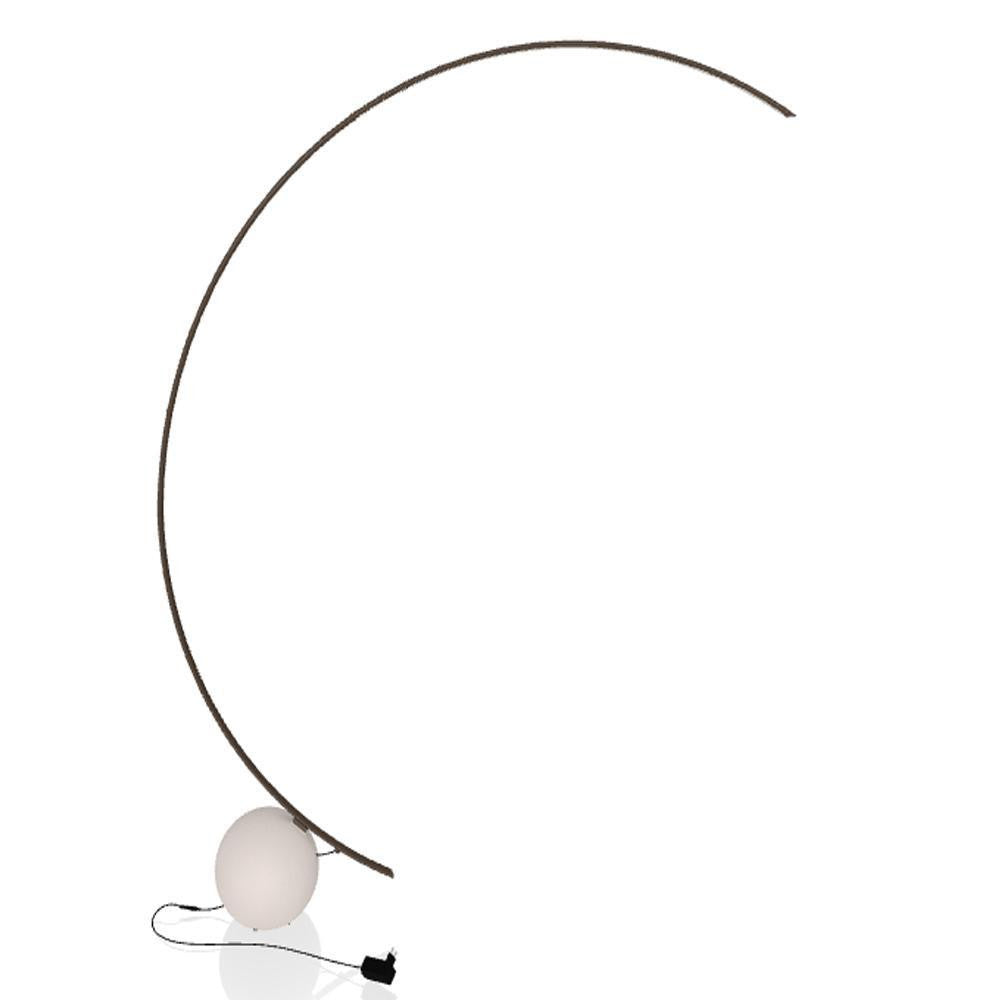 Bontempi Casa Circle Floor Lamp, 1-Light, Integrated LED, Dark Brass, White Concrete Base, 81.89"H (56.33 M028 PC001 8021V9V) Dark Brass, White