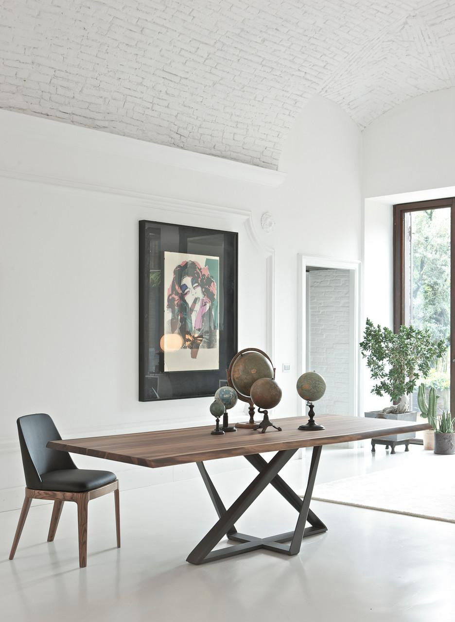 Bontempi Casa Millennium Table, Anthracite, Walnut Top, 98.5"W (20.39 M310 L006 8021VA9)