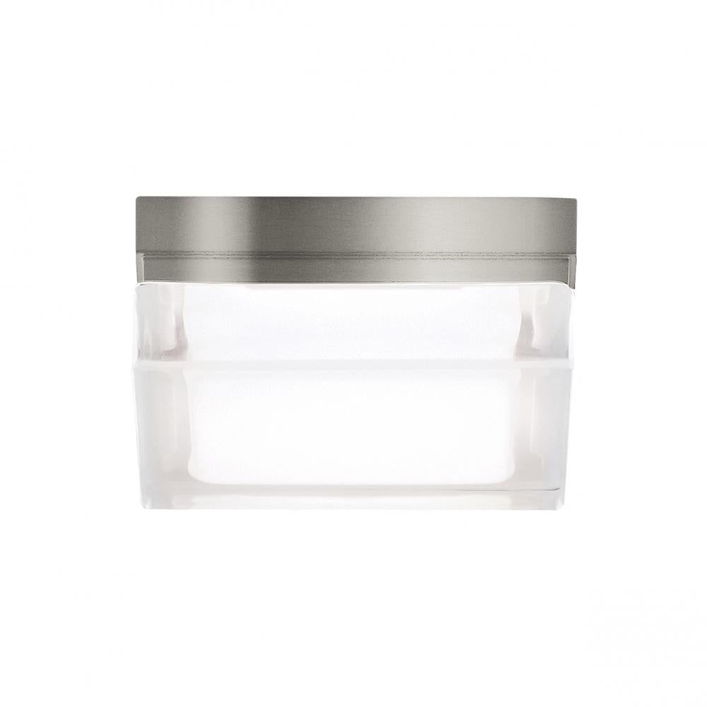Visual Comfort Modern Boxie Outdoor Flush Mount Nickel, Satin Nickel