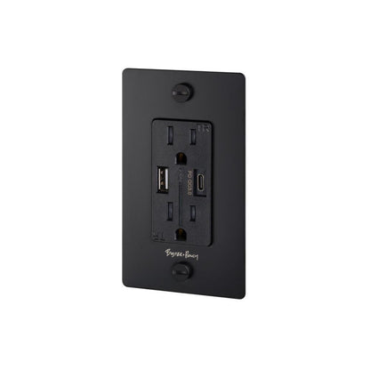 Buster + Punch 1G Combination Duplex Outlet And Usb-A + C Charger Black
