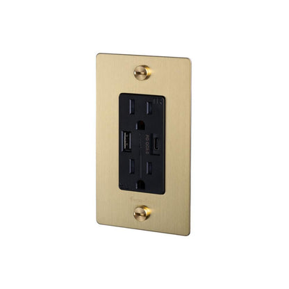 Buster + Punch 1G Combination Duplex Outlet And Usb-A + C Charger Brass