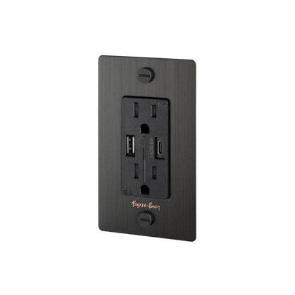 Buster + Punch 1G Combination Duplex Outlet And Usb-A + C Charger Smoked Bronze