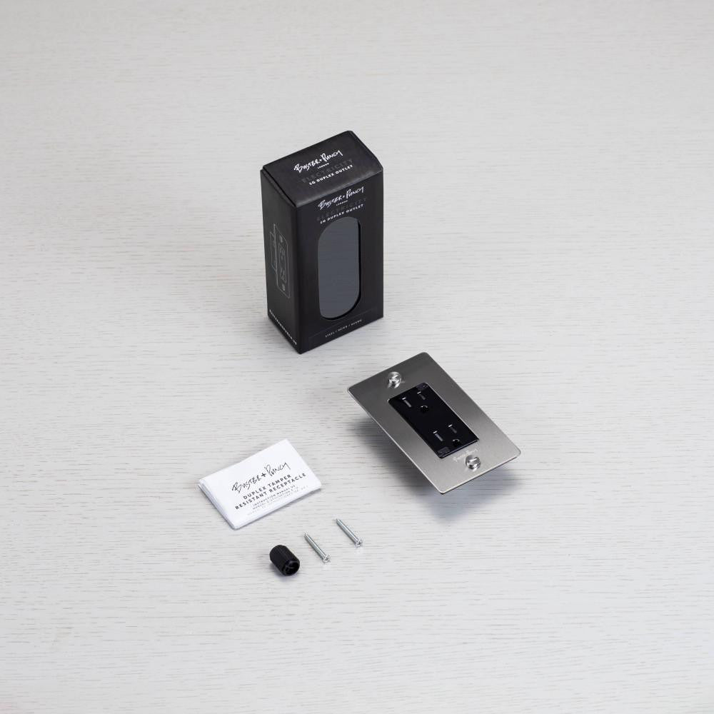 Buster + Punch 1G Combination Duplex Outlet And Usb-A + C Charger, With Logo, Smoked Bronze