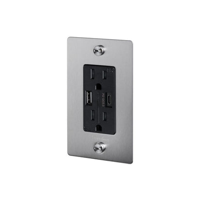 Buster + Punch 1G Combination Duplex Outlet And Usb-A + C Charger Steel