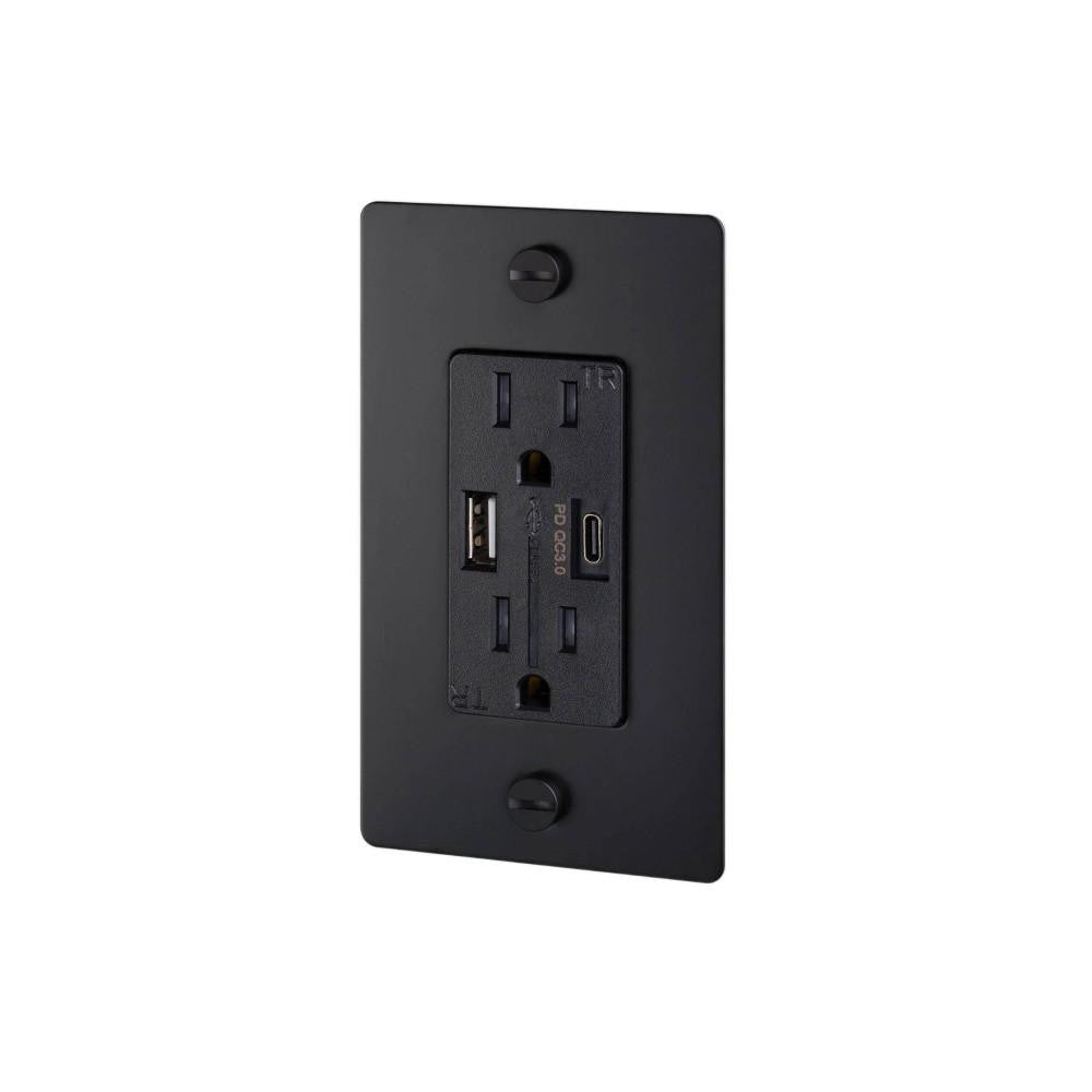 Buster + Punch 1G Combination Duplex Outlet And Usb-A + C Charger Black