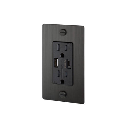 Buster + Punch 1G Combination Duplex Outlet And Usb-A + C Charg Smoked Bronze