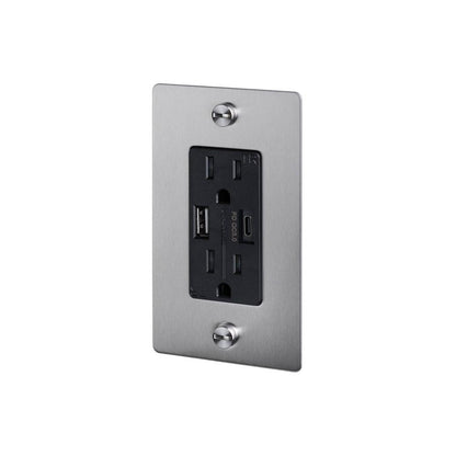 Buster + Punch 1G Combination Duplex Outlet And Usb-A + C Charger Steel