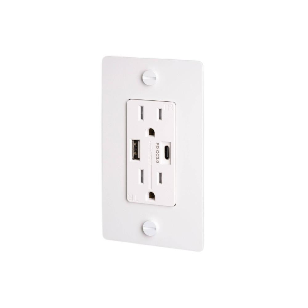 Buster + Punch 1G Combination Duplex Outlet And Usb-A + C Charger White