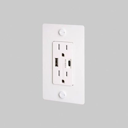 Buster + Punch 1G Combination Duplex Outlet And Usb-A + C Charger, Without Logo, White