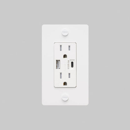 Buster + Punch 1G Combination Duplex Outlet And Usb-A + C Charger, Without Logo, White