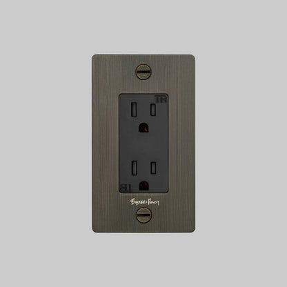 Buster + Punch 1G Duplex Outlet, With Logo, Smoked Bronze