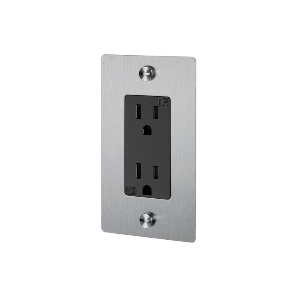 Buster + Punch Buster + Punch 1G Duplex Outlet Steel