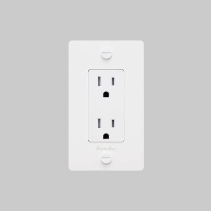 Buster + Punch 1G Duplex Outlet, With Logo, White