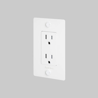 Buster + Punch 1G Duplex Outlet, With Logo, White