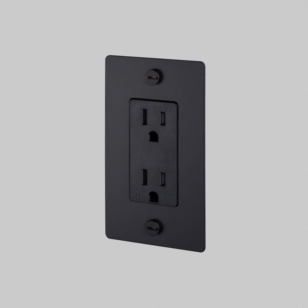 Buster + Punch 1G Duplex Outlet, Without Logo, Black