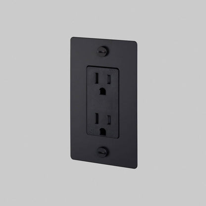 Buster + Punch 1G Duplex Outlet, Without Logo, Black