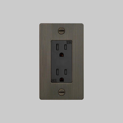Buster + Punch 1G Duplex Outlet, Without Logo, Smoked Bronze