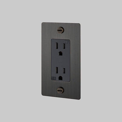 Buster + Punch 1G Duplex Outlet, Without Logo, Smoked Bronze