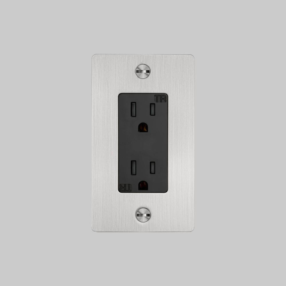 Buster + Punch 1G Duplex Outlet, Without Logo, Steel