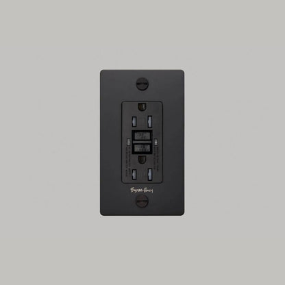 Buster + Punch 1G Metal Duplex Gfci Outlet, With Logo, Black