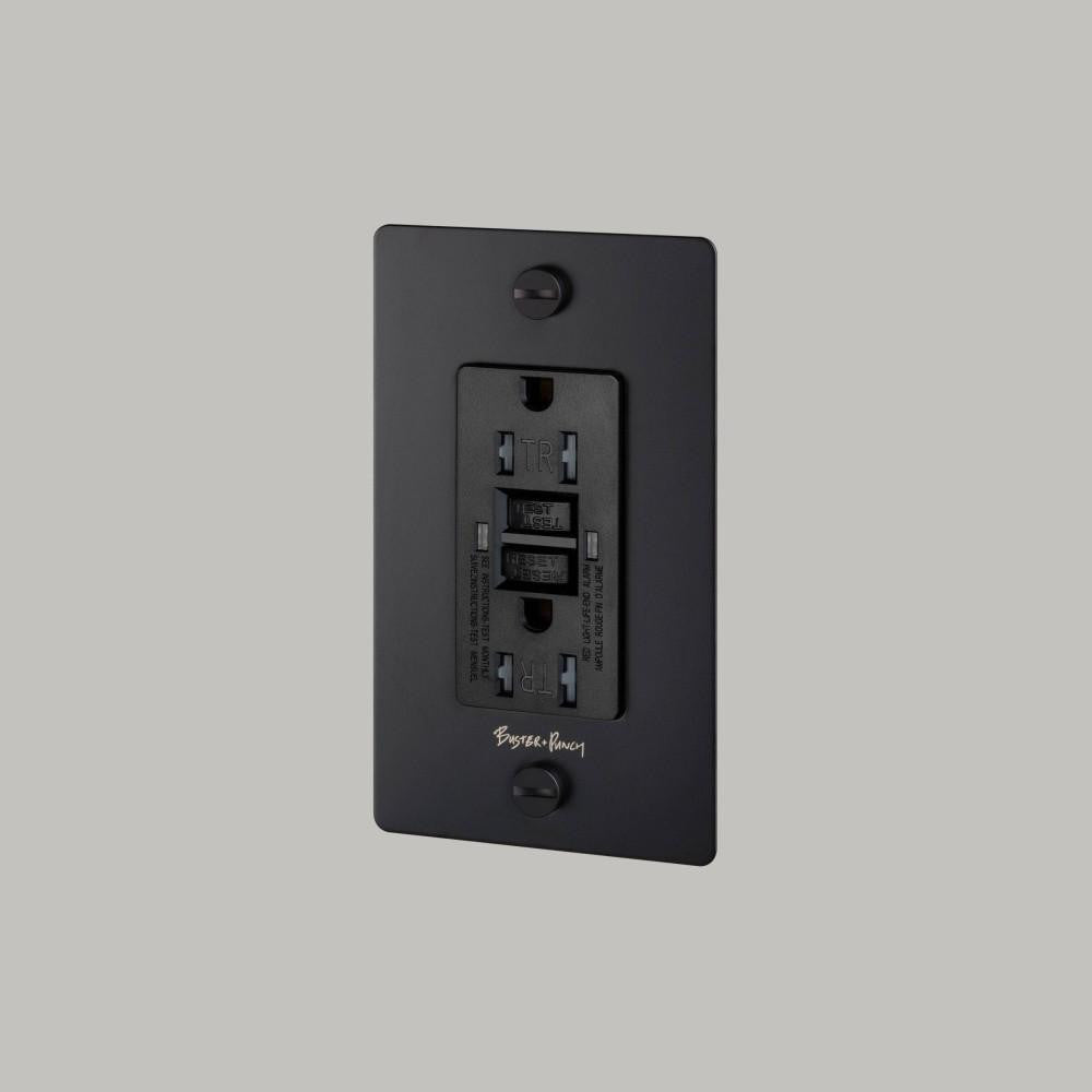 Buster + Punch 1G Metal Duplex Gfci Outlet, With Logo, Black