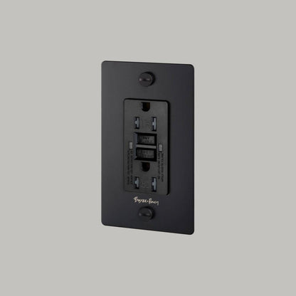 Buster + Punch 1G Metal Duplex Gfci Outlet, With Logo, Black
